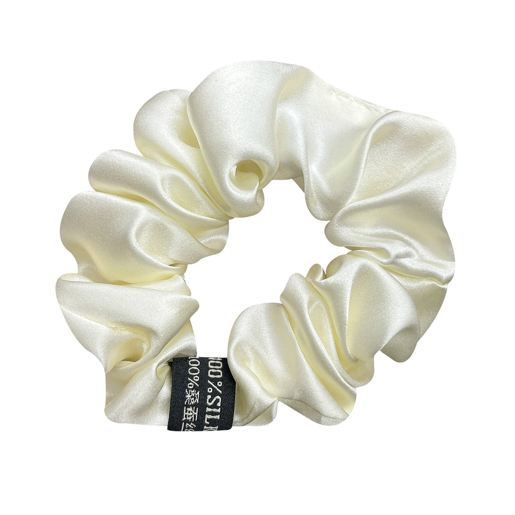 White Silk hair scrunchie 