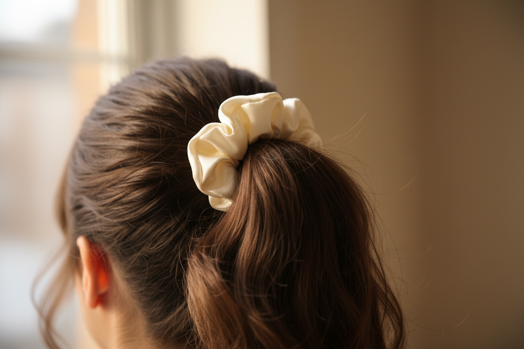 silk scrunchie in hair
